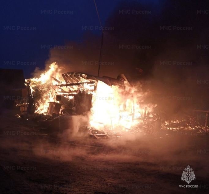 Пожар в Бабынинском районе, д. Лапино